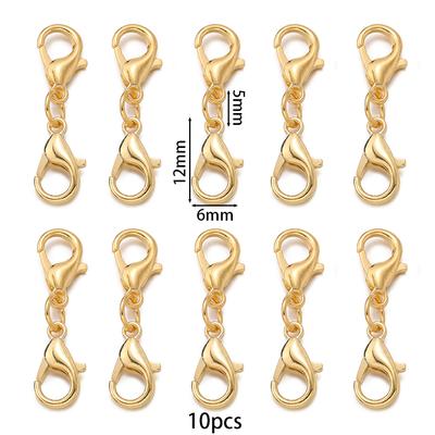 10sets Double Lobster Clasp Extender Opening Closures Extension for DIY Necklace Bracelet Jewelry Making Supplies