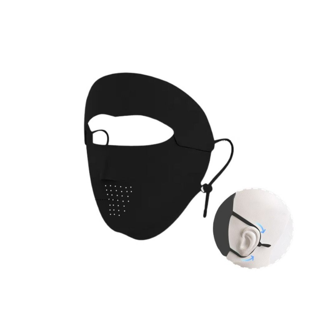 Breathable Sun Protection Face Cover Solid Color Face Gini Mask Summer Ice Silk Mask Fishing