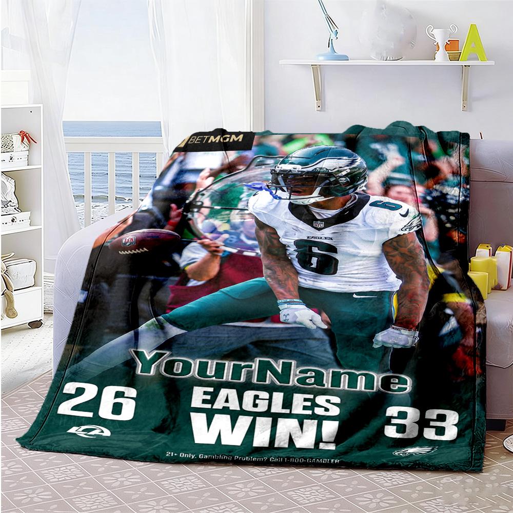 Philadelphia Eagles Personalized Text Blanket Cozy Personalized Blanket Comfortable Throw For Livingroom Office Sofa Living Room Ideal For All Seasons