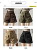 2026 Summer American Retro High Waist Wide Leg Cargo Denim Shorts for Women