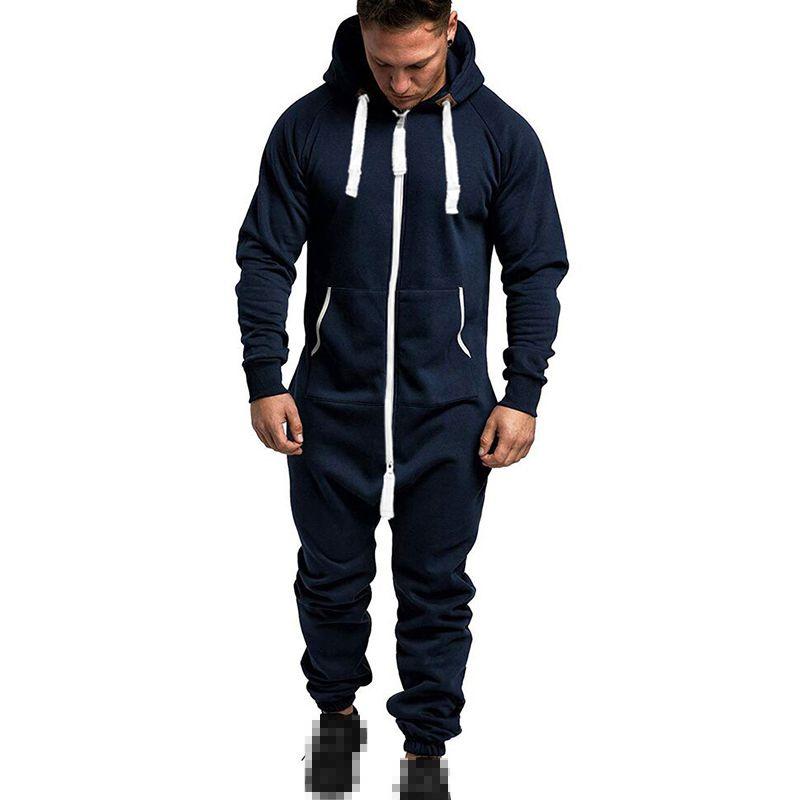 

Мужской комбинезон с длинным рукавом, спортивный костюм, комбинезон на молнии, фитнес NavyBlue,XL