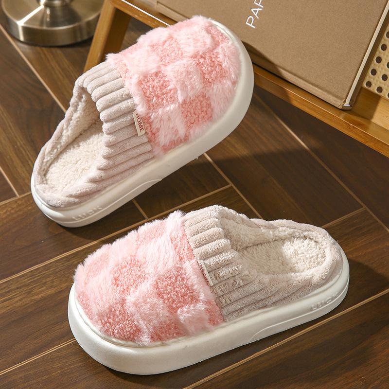 Cotton Slipper Women'S Non-Slip Plus Cashmere Warm Month Slipper Indoor Home Men Cute Fluffy Cotton Mop