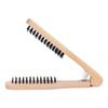 Hair Straightening Comb Double Side Brush HeatResistant AntiStatic Wooden Handle Clamp Hair Comb