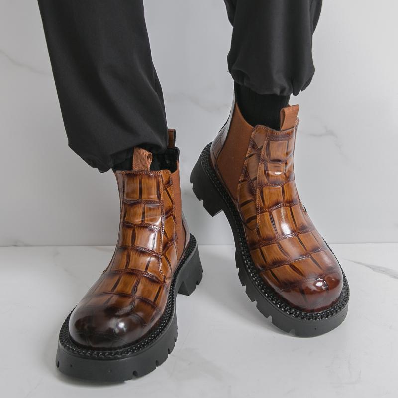 Fashion Winter Men Business Chelsea Boots Black-brown Thick-soled Anti-slip Comfortable Fashionable Work Boot Outdoor Training Boots Men