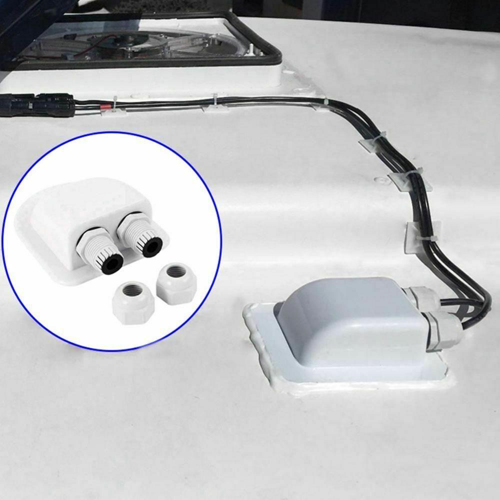 Vodotěsná ABS spojovací krabice s dvojitou kabelovou průchodkou pro RV, obytný vůz, jachtu, solární panel, obytné automobily, kempovací dodávky, karavany, lodě