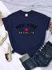 New York Brooklyn City Vibes Letter Print T Shirt Women Breathable Casual Tshirt Street Hip Hop Crop Top Summer Fashion Clothes