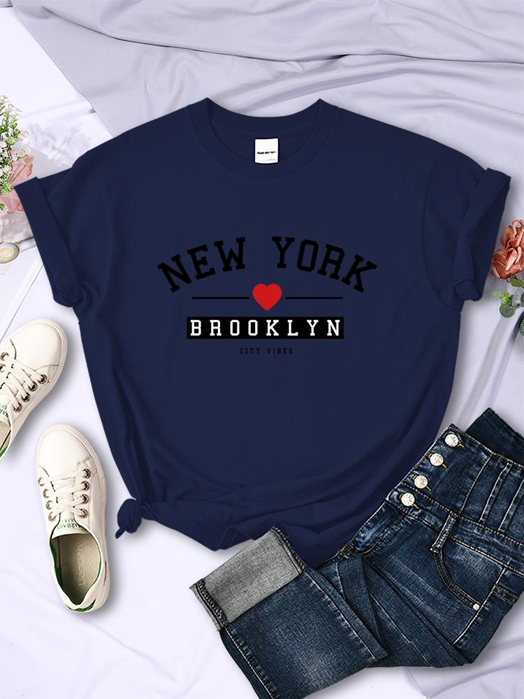 New York Brooklyn City Vibes Letter Print T Shirt Women Breathable Casual Tshirt Street Hip Hop Crop Top Summer Fashion Clothes