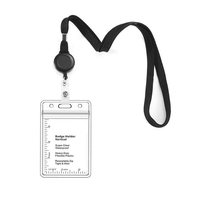 1/3pcs Card Holder with Hanging Rope Waterproof PVC Scalable Chest Buckle For Work ID And Name Tags Office Storage Supplies TMZ