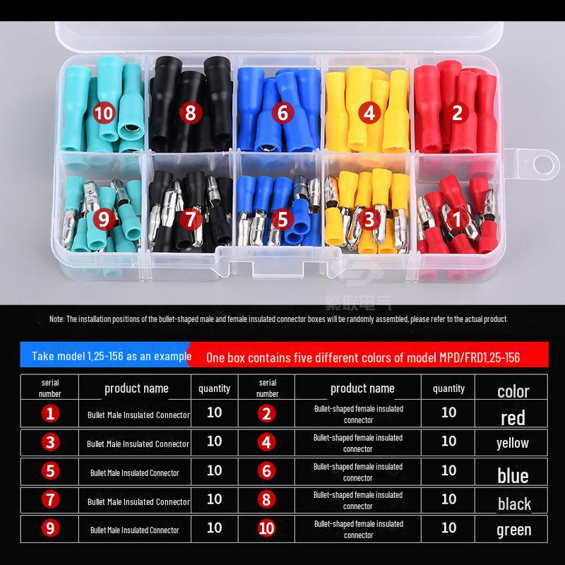 Five-Color Unisex Quick Connect Bullet Terminal Wire Connector