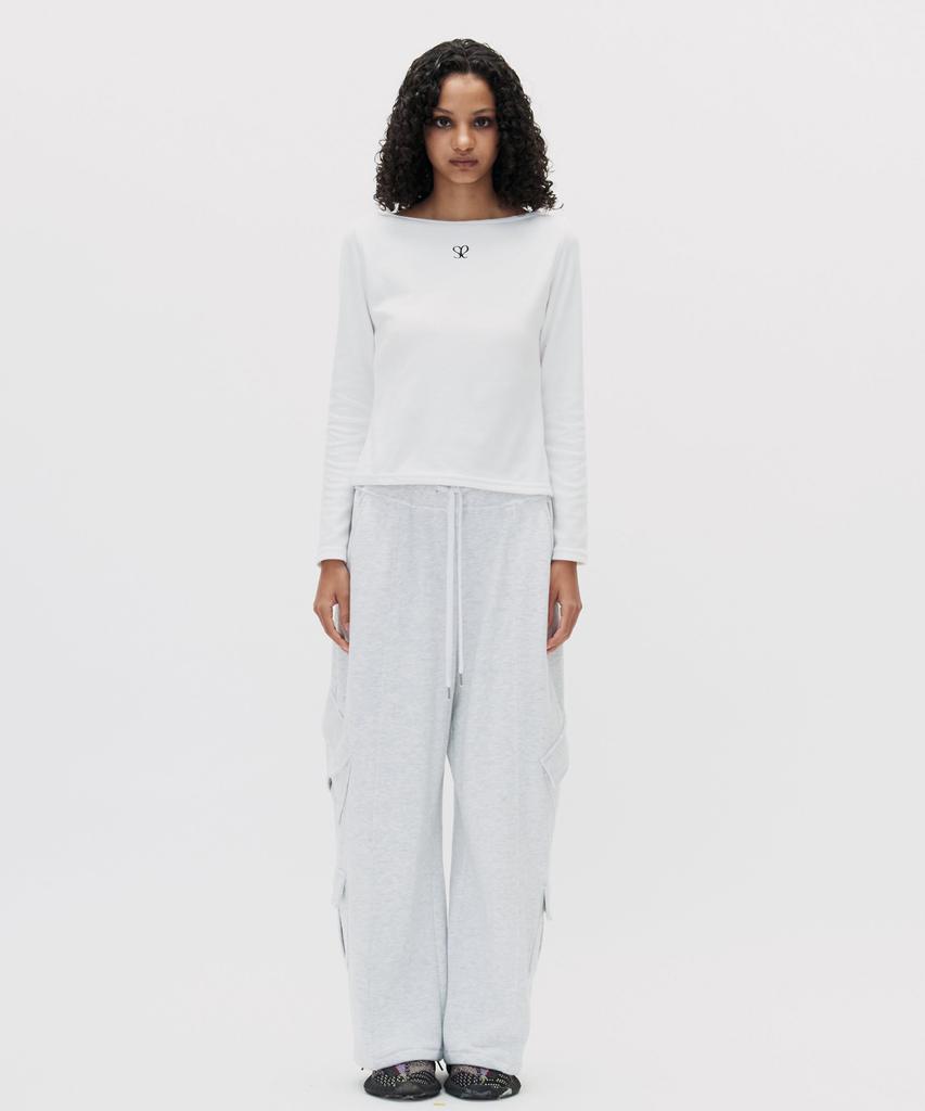 SETSETSET Boat Neck Logo T-Shirt White