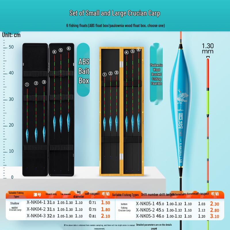 High-Sensitivity Nano Fishing Float Set with Box - Eye-Catching Thickened Crucian Carp Floats