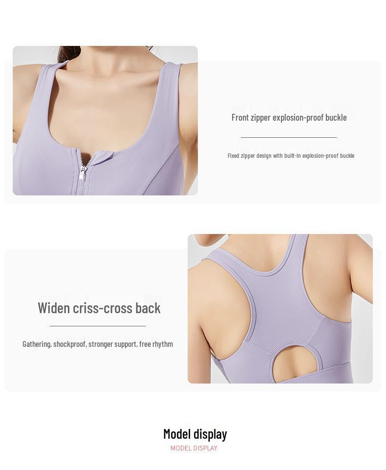 Hot-Selling Front Zipper Sports Bra: Beautiful, Shockproof Running Fitness Vest, Plus Size