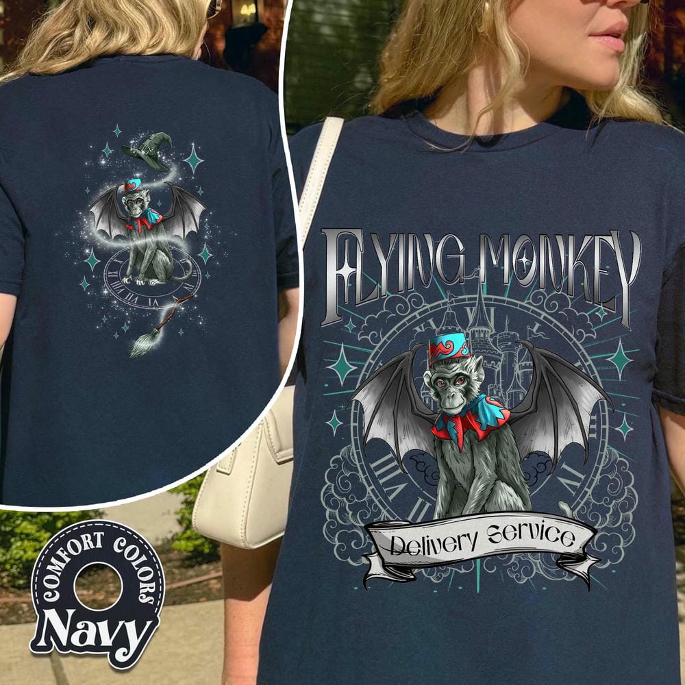 

Flying Monkey Delivery 2Sided Print TShirt Vintage Wizard Movie Tee For Women Gift For Book Lover Y2K Unisex Shirt Streetwear S