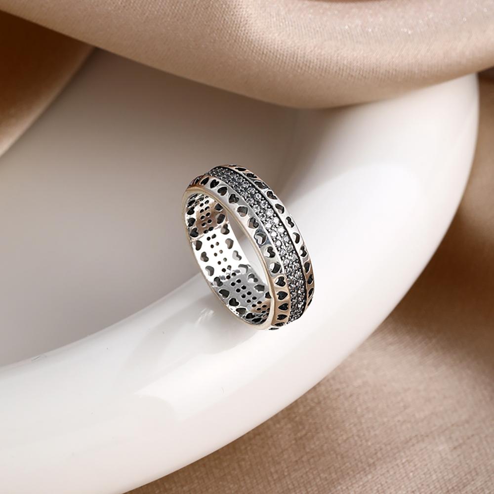 Love hollow heart-shaped bow all white size 6 7 8 9 ring 925 sterling silver ring wedding fashion high-end jewelry women 2026