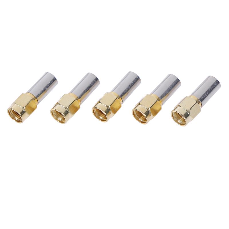 5Pcs Sma Male Plug Rf Coaxial Connector Crimp For Rg58 Rg142 Rg400 Lmr195