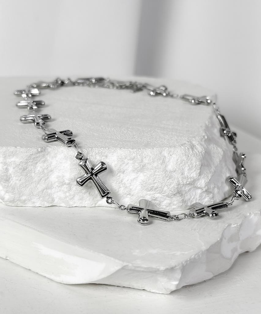 Blessed Bullet Ss-Array Light Cross Necklace