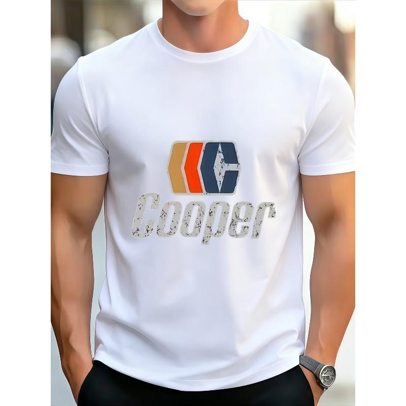 Ανδρικό Vintage T-Shirt με Λογότυπο Cooper - Ρετρό Κοντομάνικο T-Shirt με Στρογγυλή Λαιμόκοψη για το Καλοκαίρι με Εκτύπωση Cooper, Πλενόμενο στο Πλυντήριο, Κατάλληλο για Ζεστό Καιρό