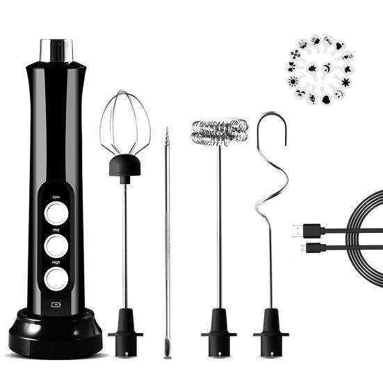 Elektrischer Milchaufschäumer Handheld Hohe Effizienz Wiederaufladbar 3 Stufen Einstellbarer Schaumzubereiter