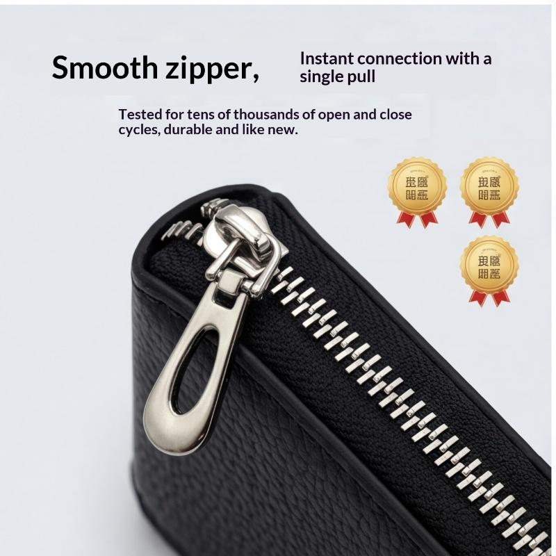 PU Leather Zipper Key Organizer for Men and Women Perfect for Daily Car Key Management
