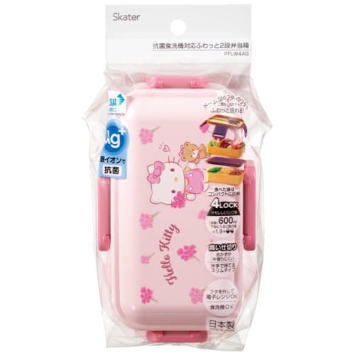 Skater Bento Box Hello Kitty blomsterkrans Sanrio 600 ml antibakteriell fluffy dome lokk 2 lag for kvinner laget i Japan PFLW4AG-A