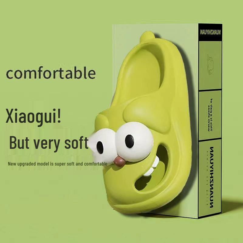 Kreskówkowe Klapki Piesek z Dużymi Oczami dla Kobiet - Lato 2025, Zamknięty Czubek, Gruba Podeszwa