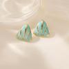 Color Drip Stainless Steel Earrings Triangular Geometry Niche Personality Sweet Wind