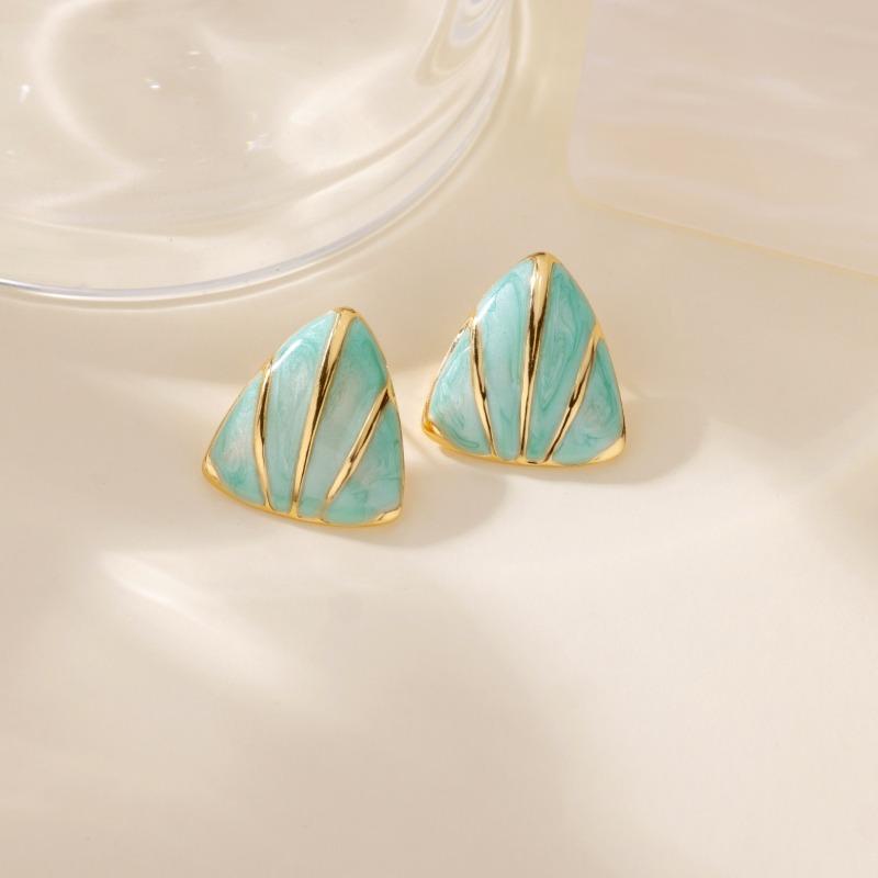 Color Drip Stainless Steel Earrings Triangular Geometry Niche Personality Sweet Wind