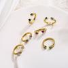 HECHENG,CZ Double Heart Open Ring for Women GirlsGreen Red Stone Simple Trendy Retro Party Gifts Accessories