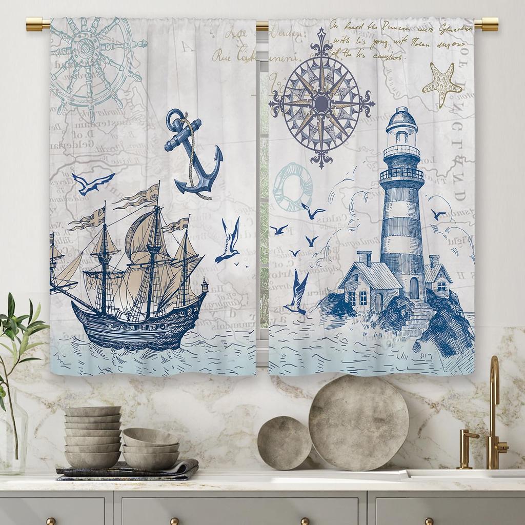Modern Window Curtain Fresh Checkered Sunflower Printed Home Decoration Kitchen Bedroom Curtains Set Of 2 Made Polyester With Rod Pocket Decor