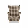 Fotel uszak Winston z podnóżkiem pufą Family Meble krata brązowo - beżowa