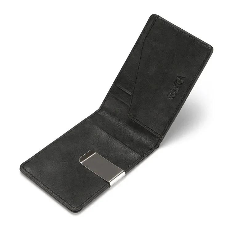 Men's Leather Money Clips Wallet Multifunctional Thin Man Card Purses Women Metal Clamp For Money Cash Holder