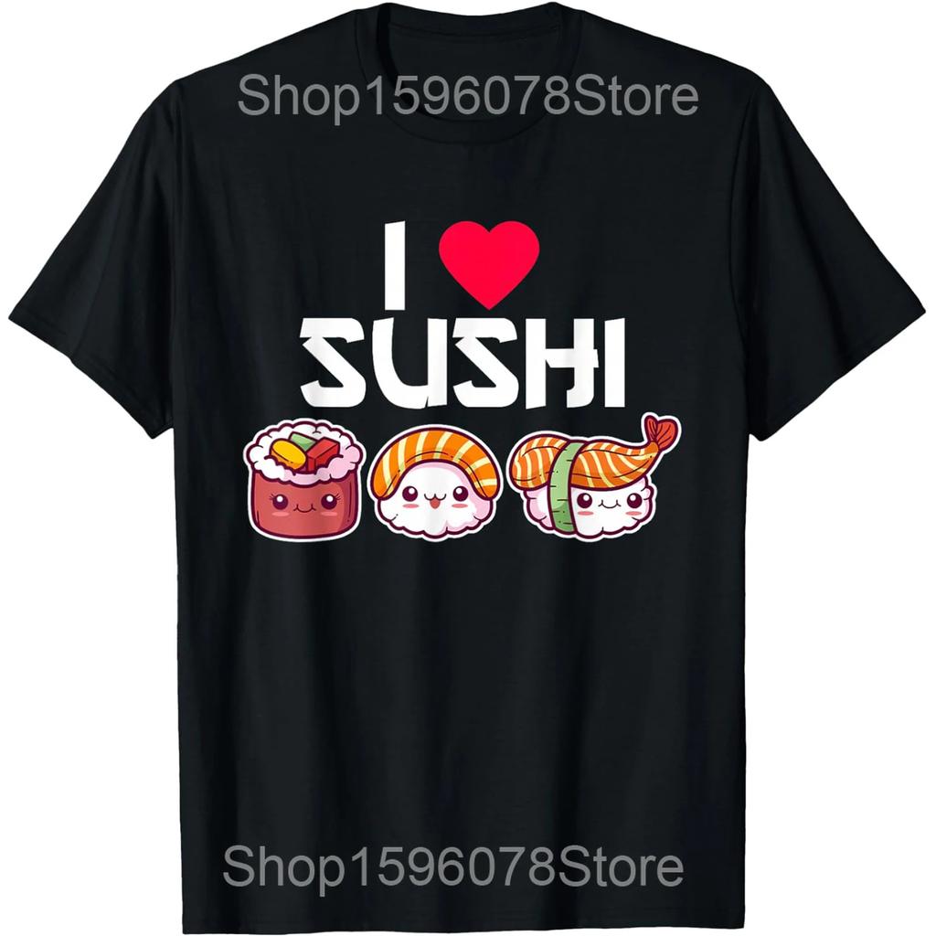Funny Sushi Lovers Japanese Food T Shirts Men Women Pure Cotton Humor Streetwear Tee Shirt Short Sleeve Unisex Loose Clothing