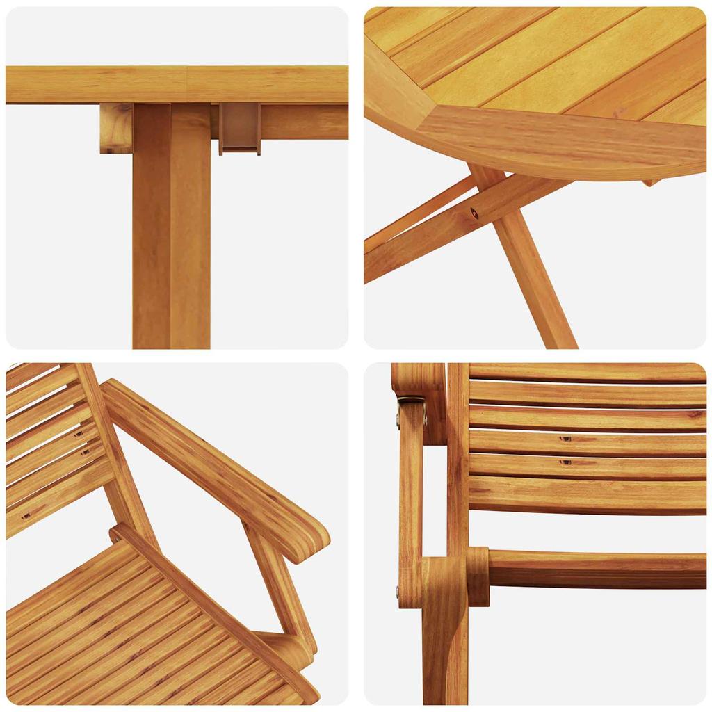 Folding Bistro Set 3 pcs Brown Solid Acacia Wood