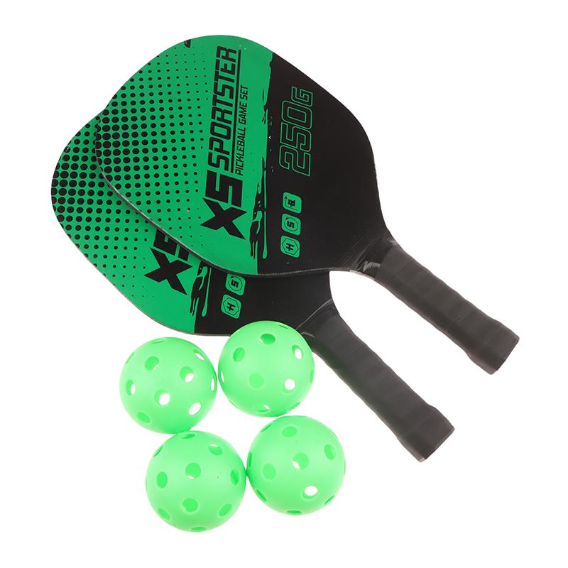 Set de Pickleball Profesional para 2 Jugadores Paletas de Madera Raquetas de Pickleball 4 Pelotas Raquetas de Pickleball Sets de Pelotas Bolsa Portátil