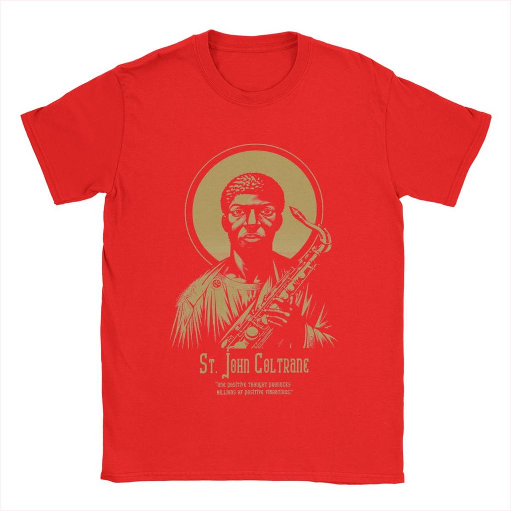 Herren T-Shirt St. John Coltrane Vintage 100% Baumwoll-T-Shirts Kurzarm-T-Shirt Rundhals Kleidung Einzigartig