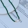 Luxury Commute Green Malachite Natural Baroque Pearl Beaded Bracelet Necklace