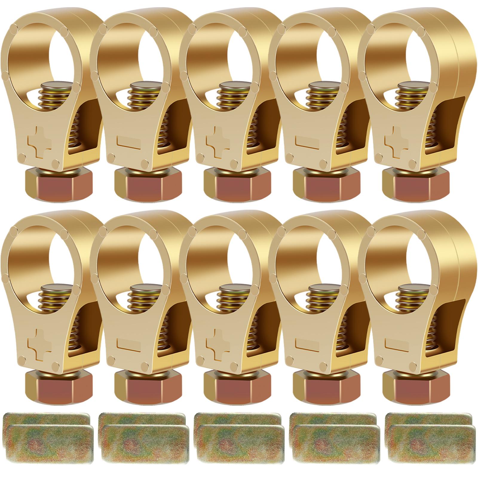

10Pcs Brass Connector Auto Battery Cable Connector Terminal Clip and Positive Cable Terminal Connector for Car Motorcycle