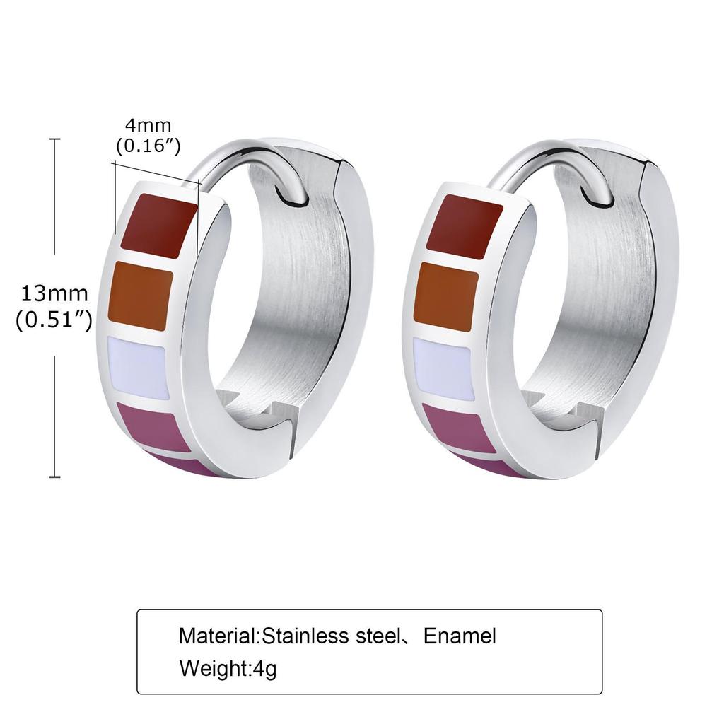 Colorful Stainless Steel Flag Hoop Earrings for Men & Women - PE-014