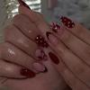 Ladybug Red French Tip Polka Dot Almond False Nails