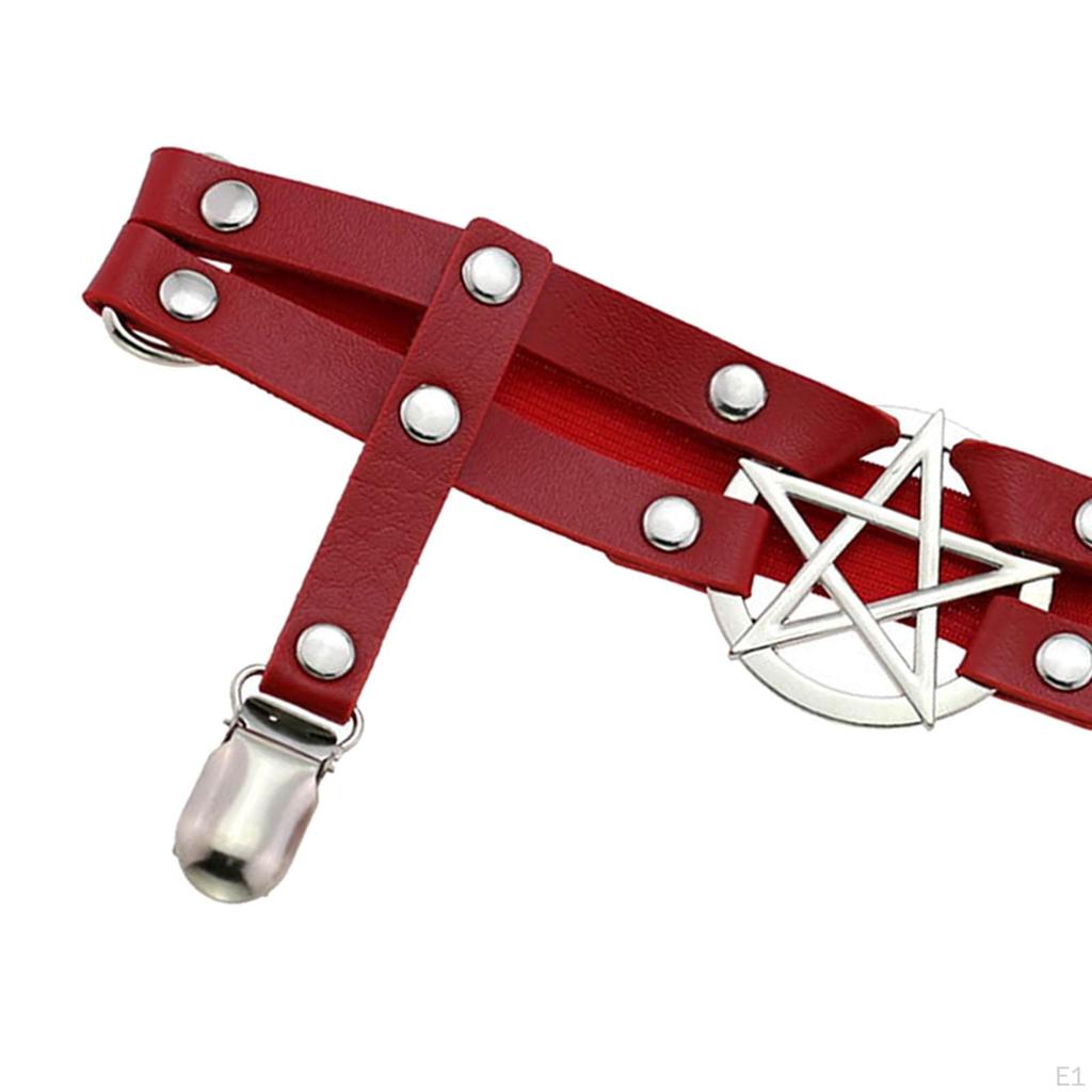 Adjustable Garter Belt with Clips Punk Elastic Leg for Women And Girls