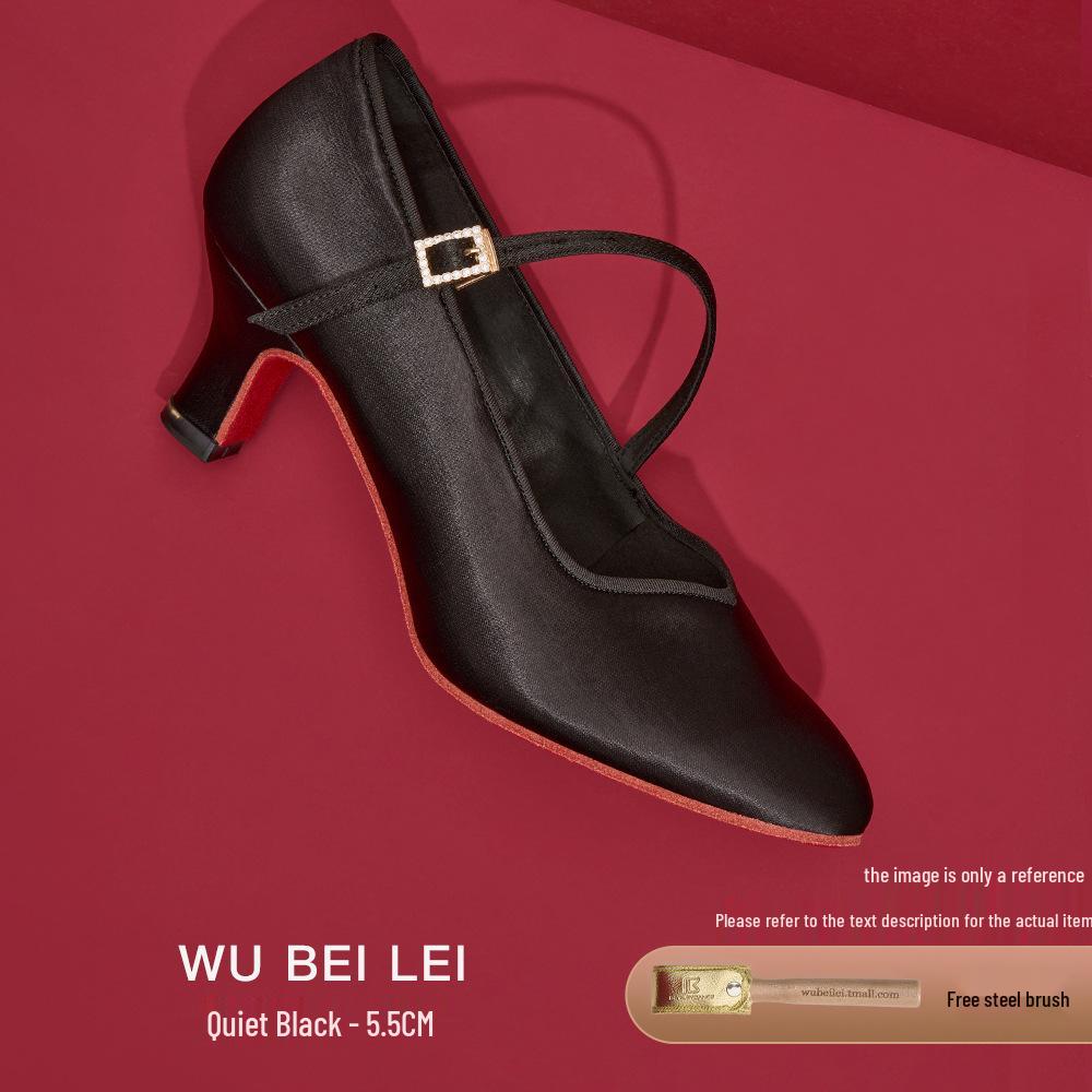 Scarpe Professionali da Ballo per Donna con Tacco Medio-Alto e Suola Morbida per Tango & Valzer