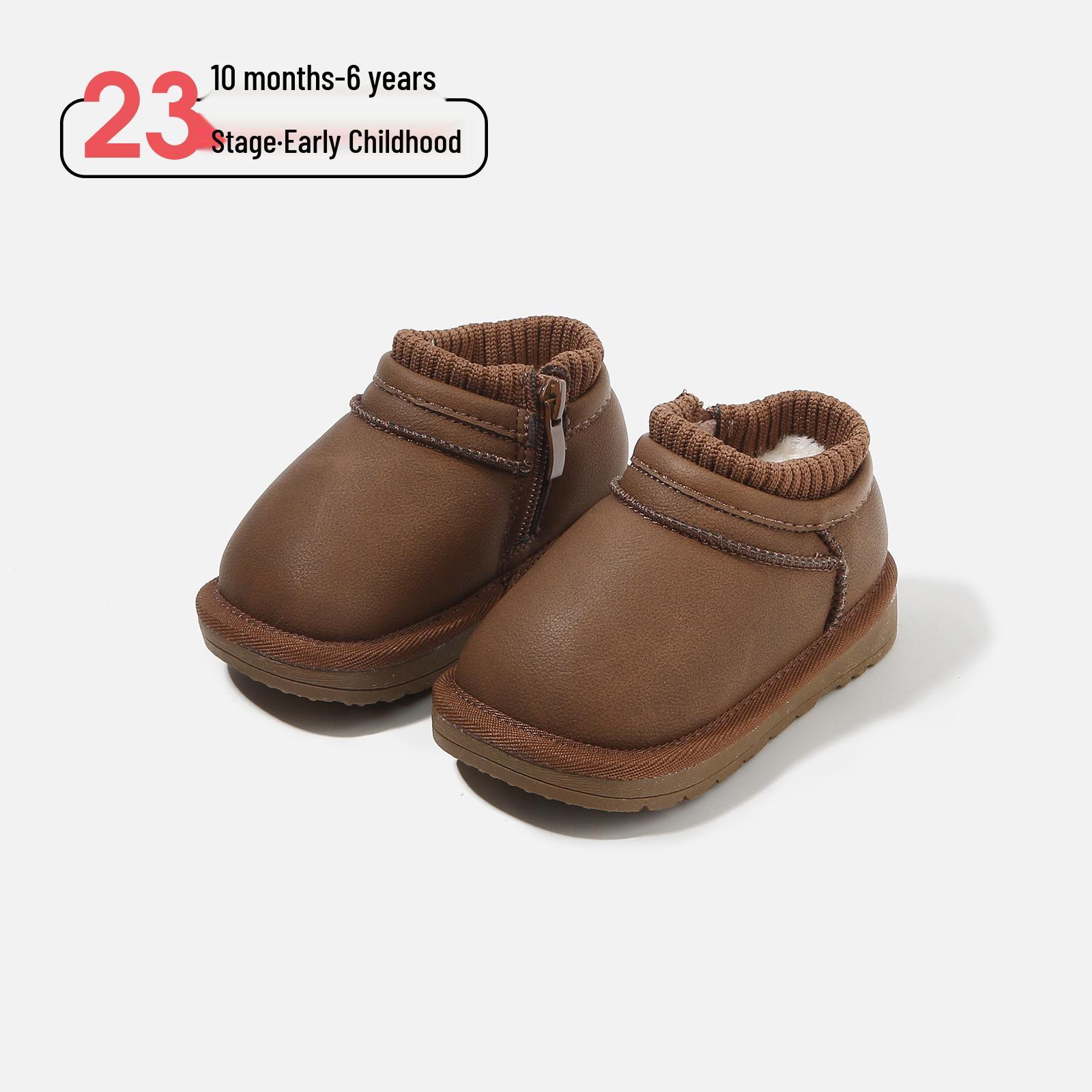 

Cozy 2025 Autumn/Winter Toddler & Baby Cotton Shoes: Fleece-Lined, Soft Non-Slip Sole, Comfortable. Factory Order Sizes 16-19 (120 pairs) коричневий