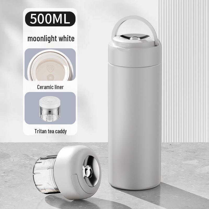 Men's Magnetic Thermos: 316 Stainless Steel, Tea Infuser, Separate Chambers, Magnetic Pop-up Cup, Portable High-End Business Water Cup