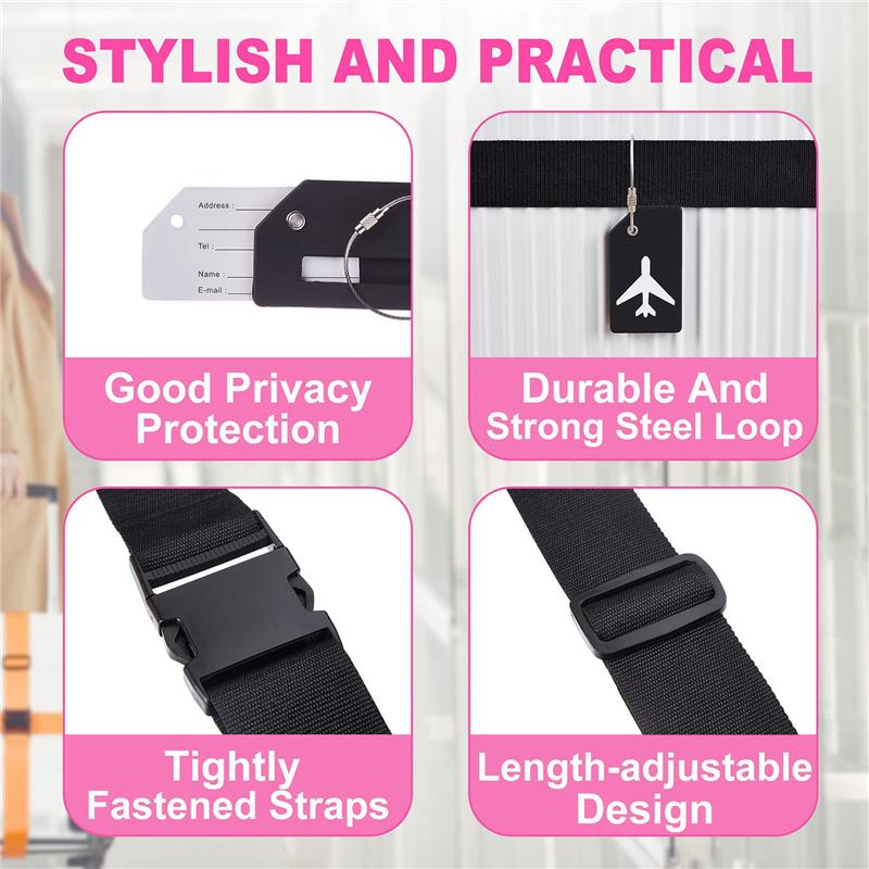 

BHBL 8 Pack Luggage Straps Suitcase Belts Silicone Luggage Tags Travel Suitcase Tags Travel Accessories Black China Mainland