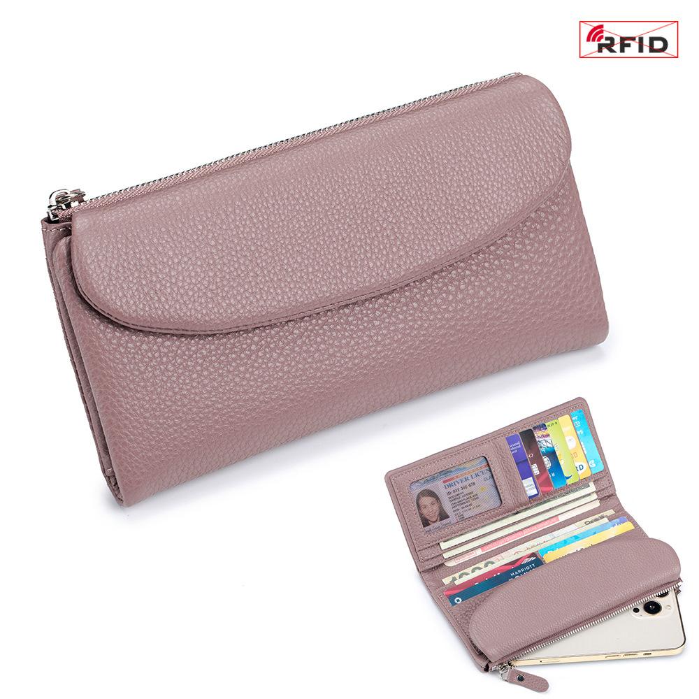 New high-end texture first-layer cowhide clutch bag wallet, female soft temperament wallet can be placed on mobile phones