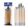 Wooden Handle Acrylic Oil Brushes Round Head Art Paint Brushes 6pcs/set Art Supplies  Artist