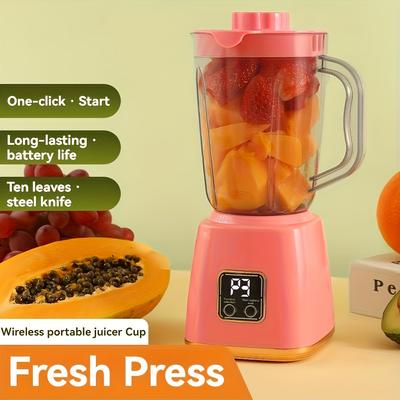 750ML Electric Juicing Cup Portable Wireless Fruit Blender 10 BLADES Multifunctional Kitchen Juicer USB Charging Outdoor Juicing