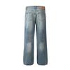 Tide brand  American washed erosive ripped blue jeans straight men's tide vibe trousers