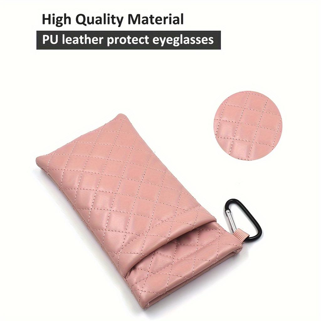 Double Eyeglasses Pouch Large Squeeze Top Microfiber Soft Glasses Case Mobile phone Sunglasses Eyewear Organizer Holder with Hook For Women
