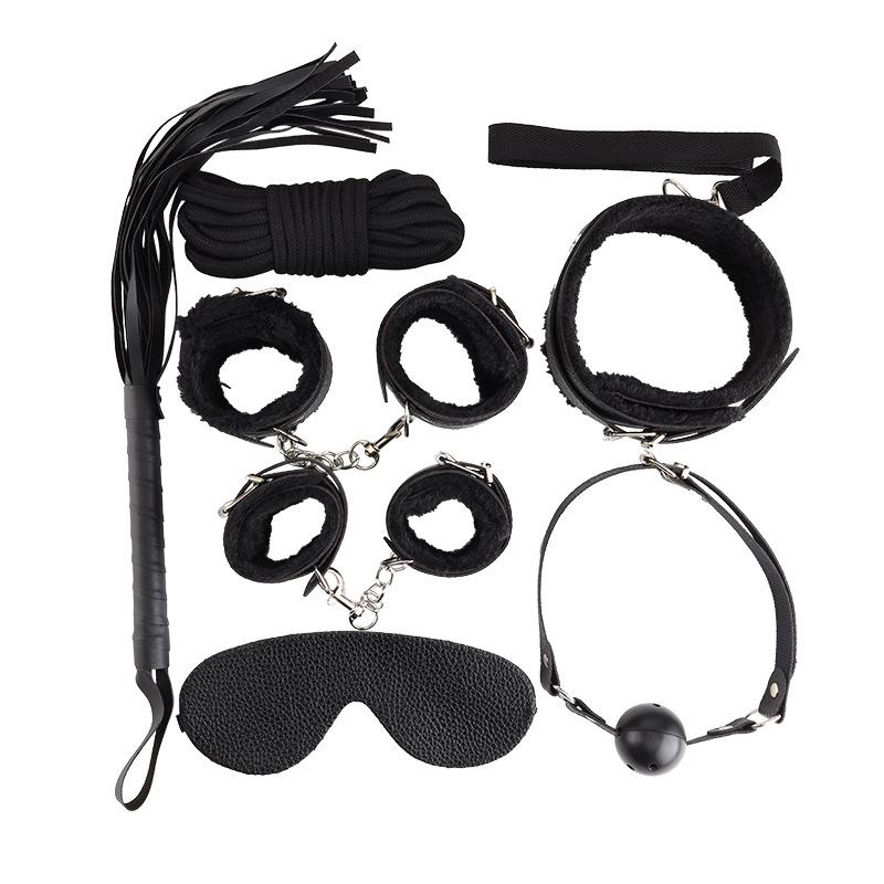 Sexy Leather BDSM Kits Plush Sex Bondage Gear Handcuffs Sex Games Whip Gag Adult Toys Exotic Accessories Sex Toys For